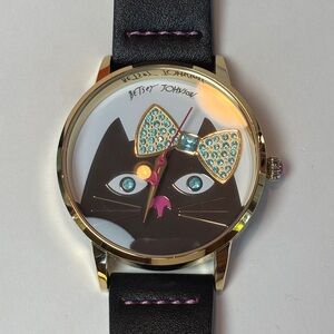 Betsey Johnson Black Cat With Bow Watch